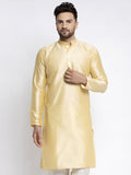 Jompers Men's Golden Solid Dupion Silk Kurta Only