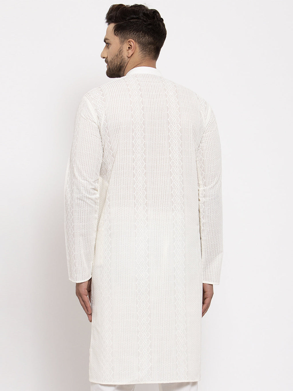Jompers Men Cream Embroidered Kurta Only - Distacart