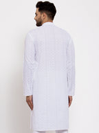 Jompers Men White Embroidered Kurta Only - Distacart