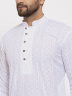 Jompers Men White Embroidered Kurta Only - Distacart