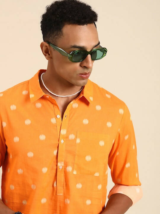 Mustard Men Pure Cotton Relaxed Opaque Printed Casual Shirt - Mahotsav