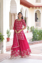 Lehenga Mart Premium Readymade Kurti Sharara With Dupatta Set For Women-Pink - Distacart