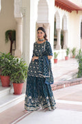 Lehenga Mart Premium Readymade Kurti Sharara With Dupatta Set For Women-Teal Blue - Distacart