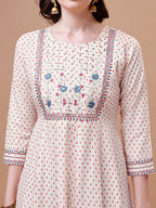 Embroidered Printed Pink Rayon Ethnic Dress, Multicolor - Hiral Fashion