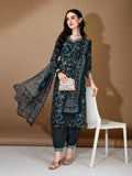 Embroidered & Printed Nyra Cut Kurta With Pant & Dupatta, Blue - Hiral Fashion - Distacart