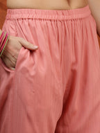 Floral Embroidered Tie Up Neck Kurta With Pant & Dupatta, Pink - Hiral Fashion - Distacart