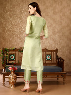 Pakistani Embroidered Kurta With Embroidered Pant & Embroidered Organza Dupatta Luxury Premium, Multicolor - Hiral Fashion