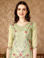 Pakistani Embroidered Kurta With Embroidered Pant & Embroidered Organza Dupatta Luxury Premium, Multicolor - Hiral Fashion
