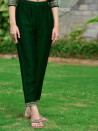Embroidered Kurta With Pant & Embroidered Dupatta, Bottle-Green - Hiral Fashion