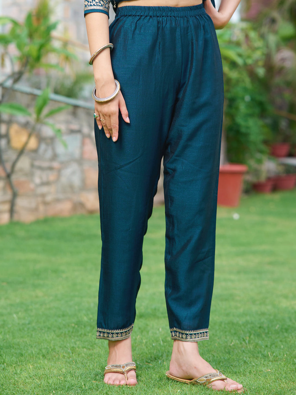 Embroidered Kurta With Pant & Embroidered Dupatta, Navy Blue - Hiral Fashion