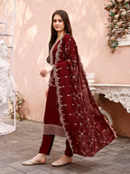Sequinned Embroidered Kurta With Pant & Embroidered Dupatta Premium, Multicolor - Hiral Fashion