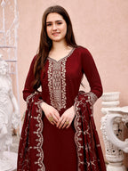 Sequinned Embroidered Kurta With Pant & Embroidered Dupatta Premium, Multicolor - Hiral Fashion
