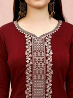 Sequinned Embroidered Kurta With Pant & Embroidered Dupatta Premium, Multicolor - Hiral Fashion