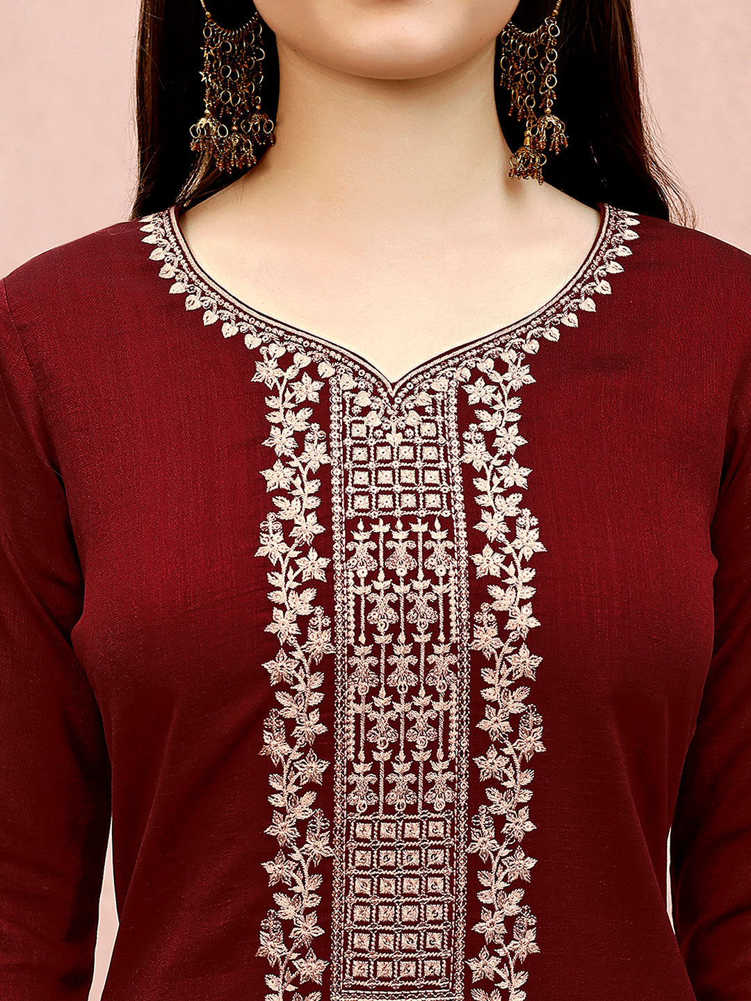 Sequinned Embroidered Kurta With Pant & Embroidered Dupatta Premium, Multicolor - Hiral Fashion