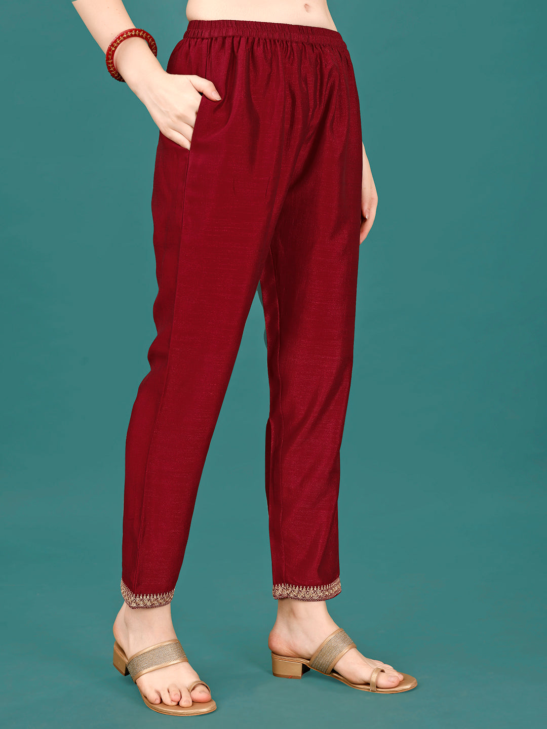 Sequined Embroidered Straight Kurta With Trousers & With Embroidered Dupatta Premium, Multicolor - Hiral Fashion
