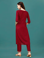 Sequined Embroidered Straight Kurta With Trousers & With Embroidered Dupatta Premium, Multicolor - Hiral Fashion