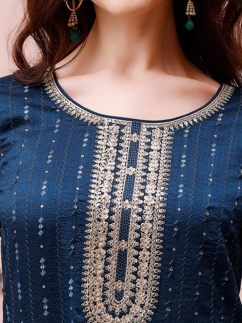 Sequined Embroidered Kurta With Pant & Embroidered Dupatta Premium Luxury, Multicolor - Hiral Fashion
