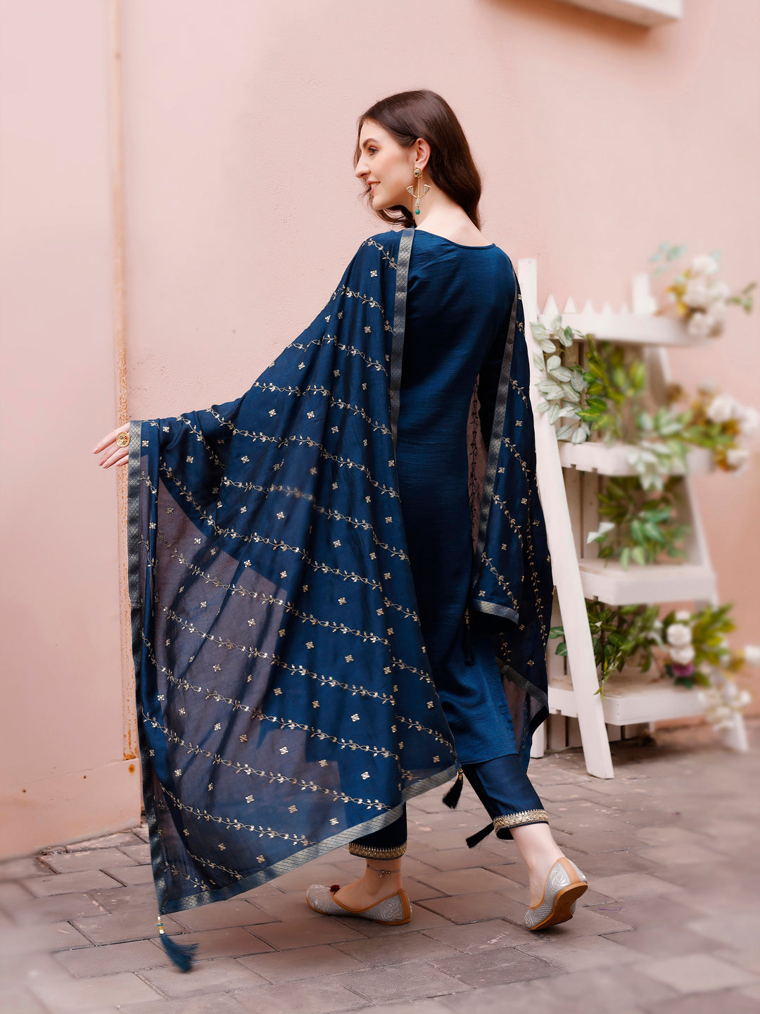 Sequined Embroidered Kurta With Pant & Embroidered Dupatta Premium Luxury, Multicolor - Hiral Fashion