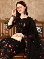 Pakistani Embroidered Kurta With Embroidered Pant & Embroidered Dupatta Premium Luxury, Multicolor - Hiral Fashion