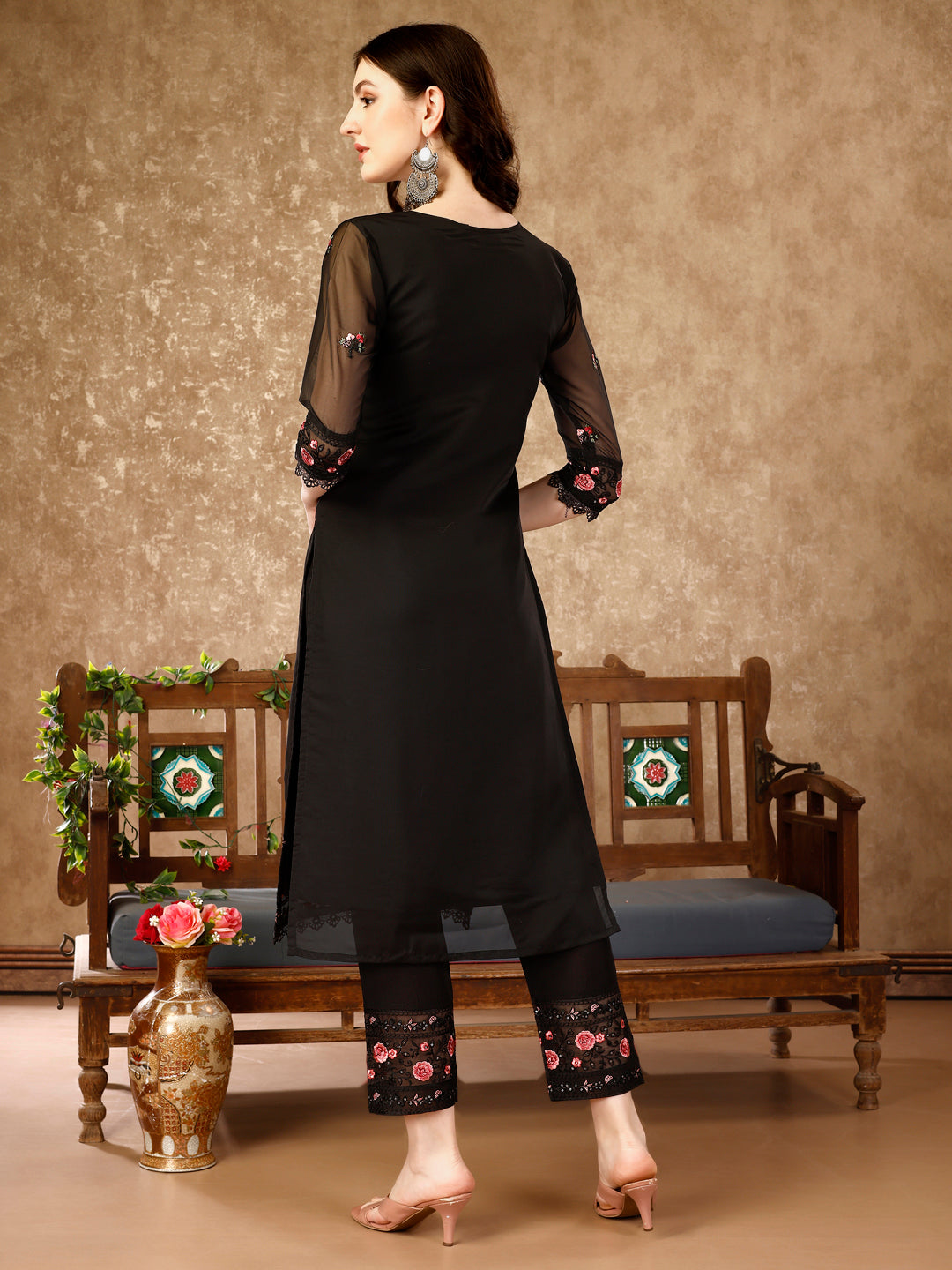 Pakistani Embroidered Kurta With Embroidered Pant & Embroidered Dupatta Premium Luxury, Multicolor - Hiral Fashion