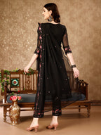 Pakistani Embroidered Kurta With Embroidered Pant & Embroidered Dupatta Premium Luxury, Multicolor - Hiral Fashion