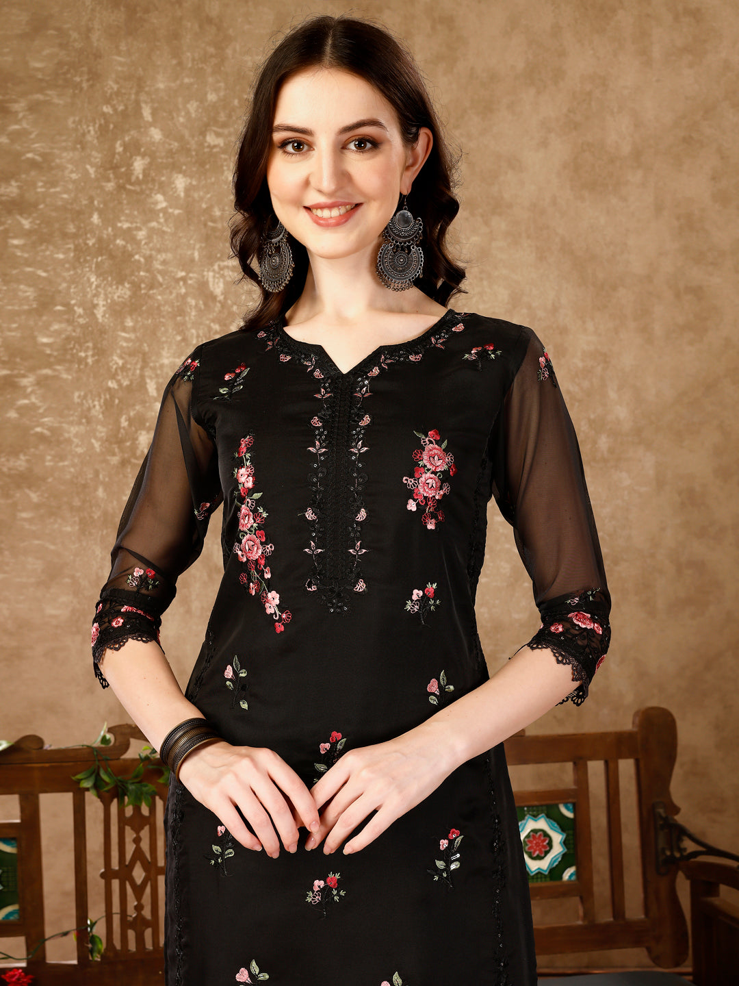 Pakistani Embroidered Kurta With Embroidered Pant & Embroidered Dupatta Premium Luxury, Multicolor - Hiral Fashion