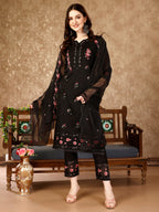 Pakistani Embroidered Kurta With Embroidered Pant & Embroidered Dupatta Premium Luxury, Multicolor - Hiral Fashion