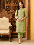Pakistani Embroidered Kurta With Embroidered Pant & Embroidered Dupatta Premium Luxury, Multicolor - Hiral Fashion