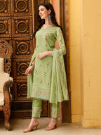 Pakistani Embroidered Kurta With Embroidered Pant & Embroidered Dupatta Premium Luxury, Multicolor - Hiral Fashion