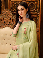 Pakistani Embroidered Kurta With Embroidered Pant & Embroidered Dupatta Premium Luxury, Multicolor - Hiral Fashion