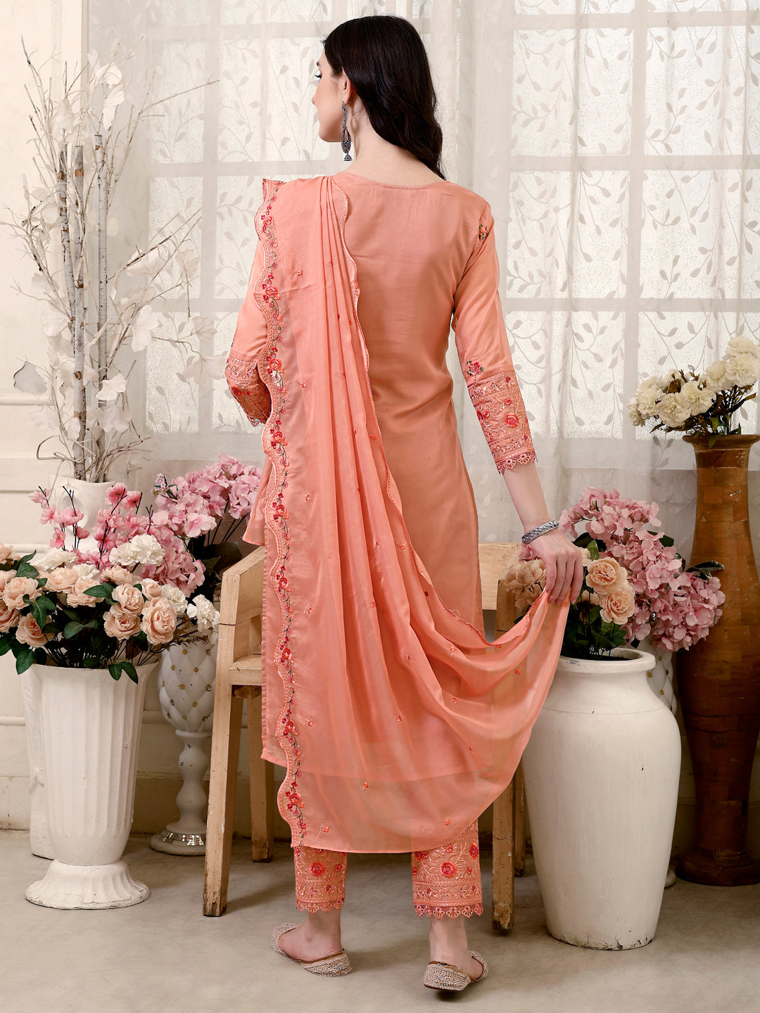 Pakistani Embroidered Kurta With Embroidered Pant & Embroidered Dupatta Premium Luxury, Multicolor - Hiral Fashion - Distacart