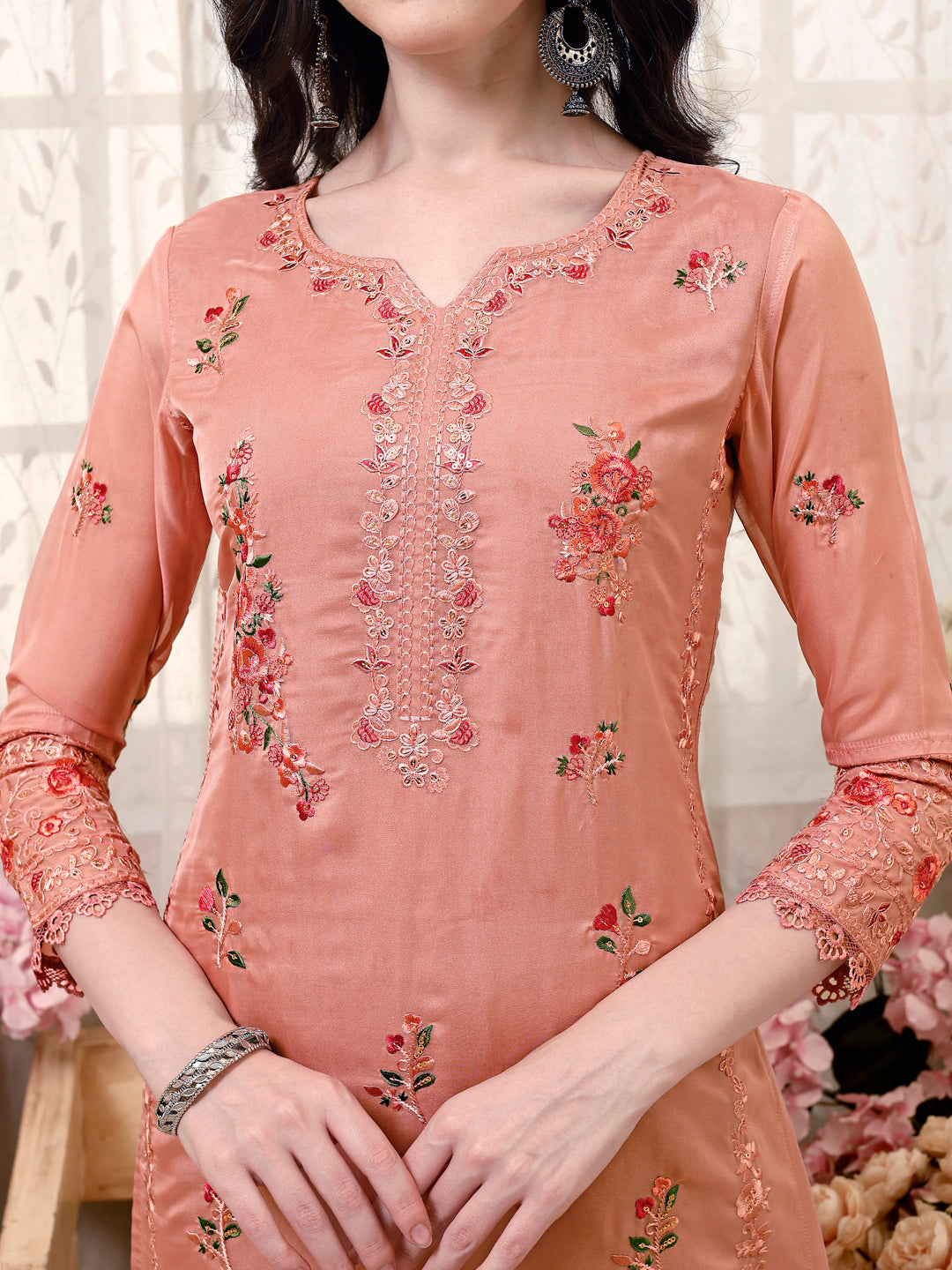 Pakistani Embroidered Kurta With Embroidered Pant & Embroidered Dupatta Premium Luxury, Multicolor - Hiral Fashion - Distacart