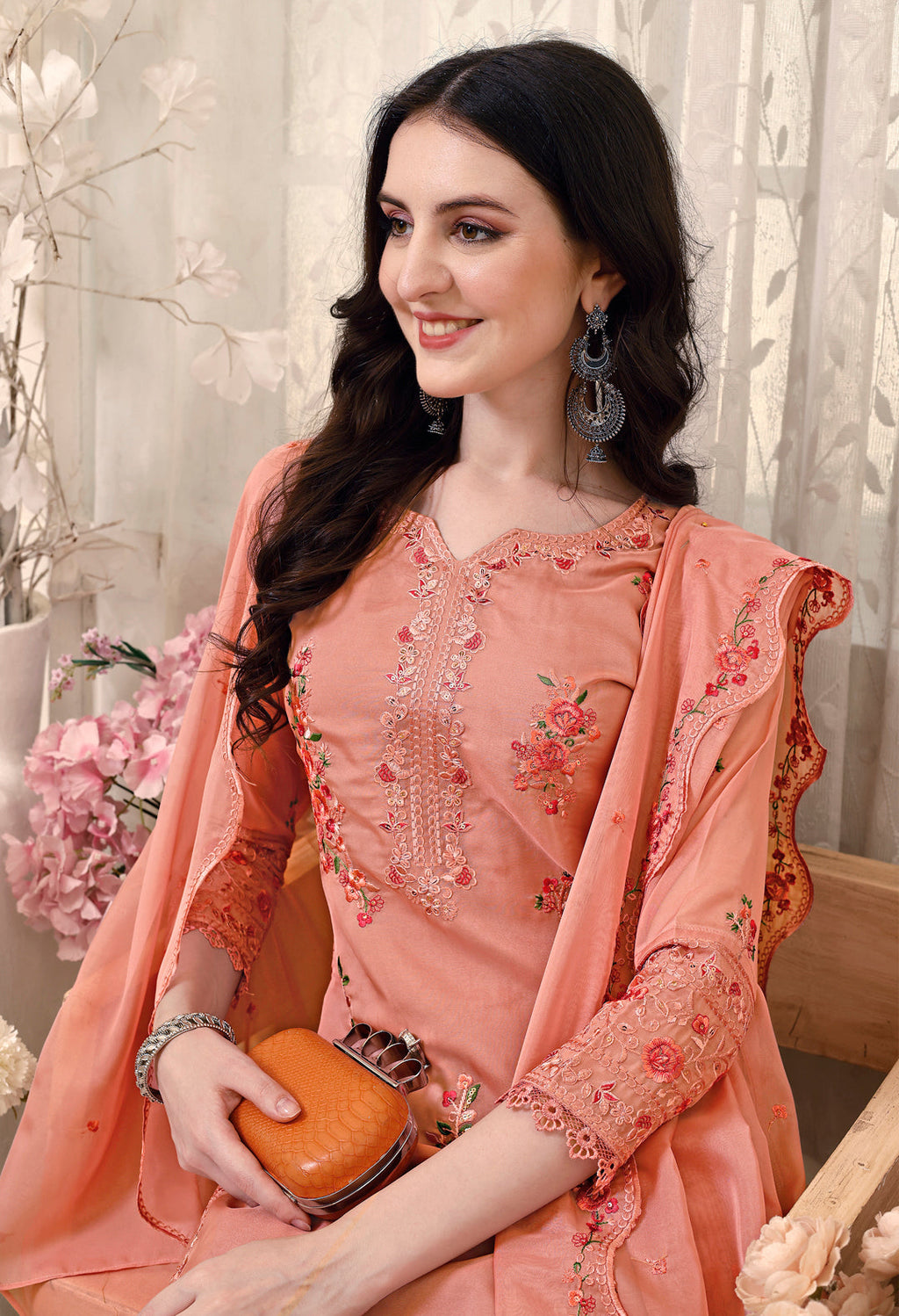 Pakistani Embroidered Kurta With Embroidered Pant & Embroidered Dupatta Premium Luxury, Multicolor - Hiral Fashion - Distacart
