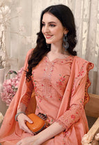 Pakistani Embroidered Kurta With Embroidered Pant & Embroidered Dupatta Premium Luxury, Multicolor - Hiral Fashion - Distacart