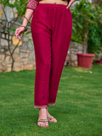 Embroidered Kurta With Pant & Embroidered Dupatta, Pink - Hiral Fashion - Distacart