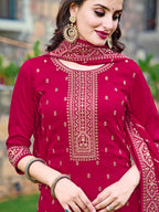 Embroidered Kurta With Pant & Embroidered Dupatta, Pink - Hiral Fashion - Distacart