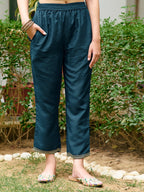 Embroidered Kurta With Pant & Embroidered Dupatta, Teal - Hiral Fashion - Distacart