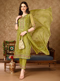 Pakistani Embroidered Organza Kurta With Pant & Embroidered Dupatta Luxury Premium, Multicolor - Hiral Fashion - Distacart
