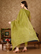 Pakistani Embroidered Organza Kurta With Pant & Embroidered Dupatta Luxury Premium, Multicolor - Hiral Fashion - Distacart