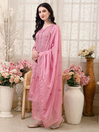 Pakistani Embroidered Organza Kurta With Pant & Embroidered Dupatta Luxury Premium, Multicolor - Hiral Fashion