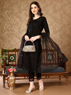 Pakistani Sequinned Embroidered Kurta With Pant & Embroidered Organza Dupatta Luxury Premium, Multicolor - Hiral Fashion