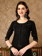 Pakistani Sequinned Embroidered Kurta With Pant & Embroidered Organza Dupatta Luxury Premium, Multicolor - Hiral Fashion