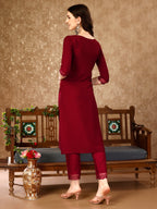 Pakistani Sequined Embroidered Kurta With Pant & Embroidered Organza Dupatta Luxury Premium, Multicolor - Hiral Fashion