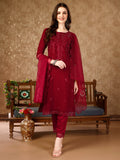 Pakistani Sequined Embroidered Kurta With Pant & Embroidered Organza Dupatta Luxury Premium, Multicolor - Hiral Fashion