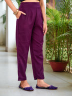 Embroidered Kurta With Pant & Printed Dupatta, Wine - Hiral Fashion - Distacart