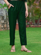 Anarkali Embroidered Kurta With Pant & Dupatta, Bottle-Green - Hiral Fashion - Distacart