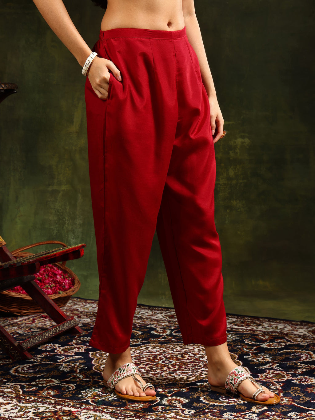 Sequined Embroidered Kurta With Pant & Embroidered Dupatta, Maroon - Hiral Fashion - Distacart