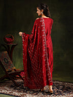 Sequined Embroidered Kurta With Pant & Embroidered Dupatta, Maroon - Hiral Fashion - Distacart