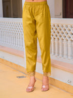 Embroidered Kurta With Pant & Embroidered Dupatta, Mustard - Hiral Fashion - Distacart