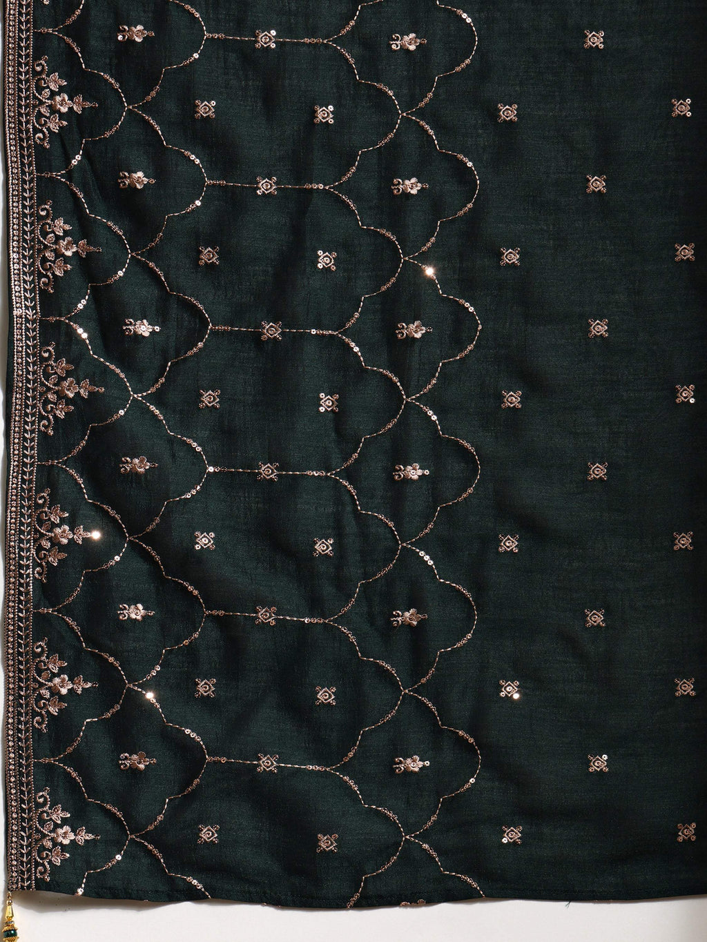 Sequined Embroidered Kurta With Pant & Embroidered Dupatta, Green - Hiral Fashion - Distacart